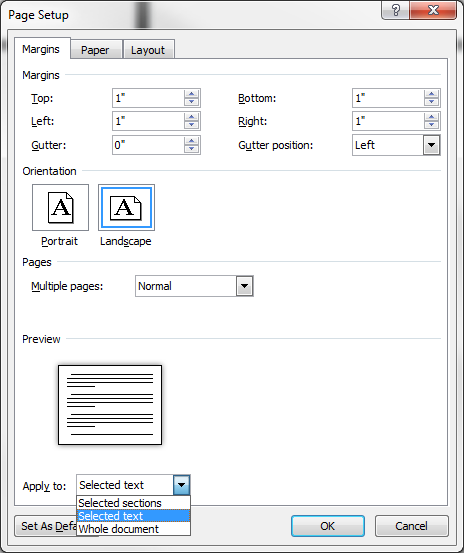 How to flip orientation of word document for some pages in mac download